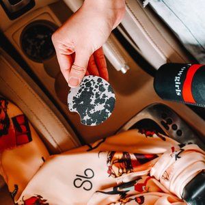 Black Cow Print Car Coasters 2-Pack